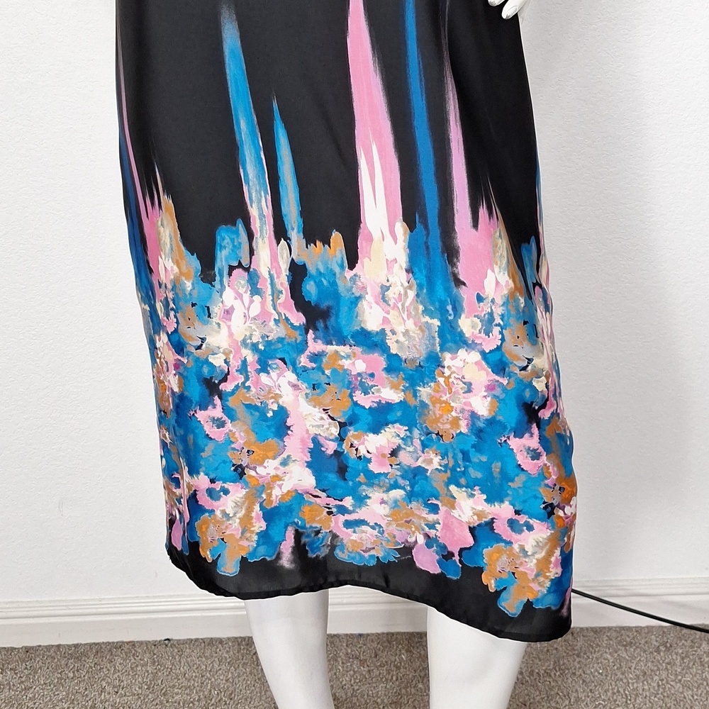 Wayf Anthropologie Black Multi Where Are You From Watercolor Maxi Dress Size S View 4